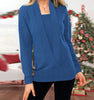 knitted pure color deep V-neck long-sleeved fake two-piece sweater women's jacket