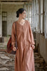 Vintage Women Ramie Cotton Dresses V-Neck Long Sleeve Spring Robes Loose Chinese Style Tie-dye A-Line Dress