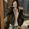 Winter Thick Warm Fleece Hooded Jacket Women Korean Loose Zipper Leather Coats Chic Full Faux Fur Lined Bomber Outerwear