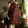 Women Corduroy Print Floral Parkas Red Winter Coats Warm Patchwork Wool Plus Cotton Women Loose Pullover Parkas