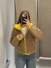 Spring Contrast Knitted Cardigan Jackets For Women Elegant Long Sleeve Pockets Zipper Sweater Street Lady Chic Outwear