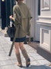 Women's Vintage Trench Coat Jacket with Belt Double Breasted Short Slim Windbreaker