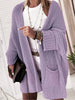 Knitted Long Cardigan for Women Autumn Casual Loose V-Neck Sweater Coats Ladies Elegant Solid Jumper with Pocket Suit Jackets