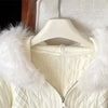 Twist Texture Fur Collar Hooded Knit Cardigan Women Winter Relaxed Slim Casual Joker Sweater Female Coat Tops