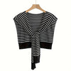 Korean Striped Knitted Warm Shawl Winter Female Blouse Shoulders Fake Collar Cape Knotted Scarf Stripe Outerwear