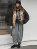 Women Faux Fur Collar Puffer Jacket Lapel Oversized Long Sleeve Warm Loose Thick Coat Female Winter Casual Jackets