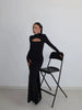 Sexy Sheath Women's Maxi Dresses Solid Turtleneck Regular Long Sleeves Hollow Out Slim Fit Bodycon Party Vestidos Robes
