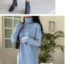 Autumn Winter Loose Turtleneck Women's Knitted Long Dresses Long Sleeve Vintage Straight A-line Dress Female