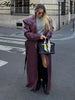 Street Pu Leather Women Long Coat Y2K Solid Belt Lapel Pocket Full Sleeve Female Jacket Autumn Winter Lady Outwear