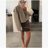 Retro Crocodile Pattern Short Women's Leather Jacket High Collar Zipper Loose Long Sleeve Jackets Lady Street Daily Wear