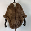 Women 100% Real Rabbit Fur Shawl Scarf With Fox Fur Collar Winter Warm Knitted Rabbit Fur Poncho Girls Party Accessories