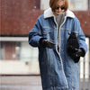 Female jacket Women Warm Thick Winter Long Sleeve Denim Jacket Long Jean Coat Outerwear Women jacket Overcoat