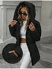 4 Colors Stylish Casual Padded Zipper Cozy Thickened Warm Winter Hooded Cotton Coat Women Chic Female Outerwears