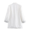 Women Solid Blazer Notched Collar Long Roll up Sleeves Female Chic Office Lady Business Outfits