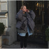 Chic Women Print Hooded Padded Jacket Oversized Zip Up Long Sleeve Warm Winter Coat Casual Daily Ladies Quilted Cotton Outerwear