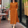Autumn Elegant Lapel Neck Long Sleeve Shirt Dress Women Dresses Stylish Solid OL Work Dresses Buttons Midi Up Robe