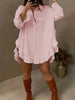 Solid Mini Party Prom White Mini Dresses Women Falbala Lapel Long Sleeve Casual Shirts Casual Vintage Blouses
