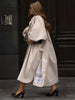 Women Loose Draped Trench Coat Stand Lantern Sleeve Side Slit Single Breasted Casual Outerwear Street Daily Ladies Chic Overcoat