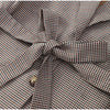 Women Plaid Shoulder Pad Jacket Shorts Set Casual Stand Collar Full Sleeve Belted Buttons Blazer Suit Lady Daily Street Outfits