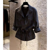 Spring Female Long Sleeved Casual Shirt French Lady Patchwork Cardigan Blouse Autumn Women Lapel Solid Color Shirts Coat