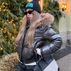 Faux Fur Hooded Cotton Puffer Jacket Women Winter Quilted Zipper Pocket Coat Y2K Retro Padded Parkas High Street Outerwear