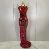 Birthday Party Women Sparkly Sequins Sexy Mesh Maxi Dress Evening Celebrate Performance Singer Nightclub Stage Costume