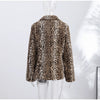 Leopard Print Women's Faux Fur Jacket Stand Neck Full Sleeve Slim Fitted Cropped Coats Female Autumn Winter Vintage Outwear