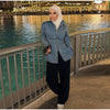 Women's Denim Lace Up Jacket Lapel Neck Waist Cinching Button Front Long Sleeve Coat Spring Femlae Casual Daily Outerwear