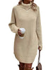 Women's Ribbed Knit Long Sleeve Dresses Autumn And Winter Texture Loose Sweater Dress Temperament Women's Vestidos