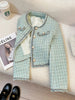 Blue Short Quilted Shoulder Pad Jacket Women's Style Korean Name Brand Autumn