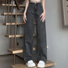 Woman Vintage Wide Leg Jeans Girls High Waist Pants Female Black Black Grey Retro Blue Light Blue Pink Denim Trousers