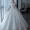 Princess Sexy Crystal Beaded Wedding Dress Puff Tulle White Gown Bride Pregnant Women's Gown with Trailing