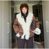 Elegant Solid Faux Fur Spliced Coat Women Lapel Long Sleeve Tassel Plush Outerwear Fall Winter Warm Streetwear