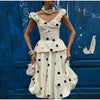 Polka Dot Puff Sleeve Dress Women's V-neck Waist Cinching Pleated Mini Dresses Spring Lady Elegant Casual Wear