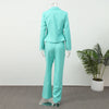 Solid Lapel Shirts 2 Piece Sets Women Chic Lapel Hollow Out Blazer Wrap Hip Slim Fit Mini Skirts Suits Lady Daily Wear