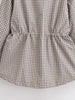 Women's European and American Style Simple Stand-up Collar Plaid Coat Pleated Coats