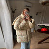Women's Oversized Quilted Jacket With Hooded Stand Collar Long Sleeve Zipper Pocket Coat Lady Warm Winter Outerwear