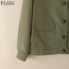 Women Autumn Jackets Casual Turn-Down Collar Long Sleeve Button Up Solid Outerwear Commuting Work Wear Overshirts