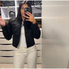 Black Court Style Cropped Jacket For Women Elegant O-neck Long Sleeve Double Breasted Coat Lady Spring Chic Outwear