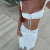 Women's Matching Sets White Y2k Vintage Lace Square Neck Cropped Top & Maxi Skirt Set Holiday Dress Boho Beachwear