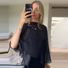 Asymmetric Satin Dress Womens Dresses Mini Layered Cape Dress Chic Black Cocktail O-Neck Short Dresses Elegant Party Dress
