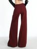 Vintage High Waist Jeans Women Solid Red Wide Leg Flare Full Length Denim Pants Streetwear