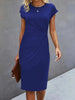 Women's casual dress tight dress front knot round neck medium-long dress basic daily wear