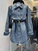 Women's Long-Sleeve Denim Dress Stylish Button-Down Irregular Hem Design Retro Elegant Casual Daily Dresses For Woman