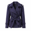 Khaki Lace Up Loose Windbreaker Women Vintage Lapel Long Sleeve Pockets Single Breasted Jackets Lady Daily Street Outerwear