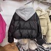 Autumn Winter Fake Two Pieces Splicing Cotton Jacket Women Cotton-Padded Thick Warm Parkas Short Coat Female Casual Lady Top