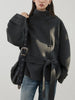 Korean Women Double-sided Belt Woolen Coat Loose Overcoat Solid Ladies Outerwear Girl Jackets Autumn Winter