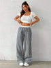 Women's Casual Striped Woven Wide Leg Pants Fall Winter Casual Stylish Full Length Trousers Y2K Clothes Streetwear
