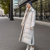 Cotton Coat Long Parka Coat Jacket Women Autumn Winter Thick Warm Coats Woven Block Hooded White Down Parkas