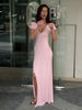 Ribbed Knit Maxi Dress For Women Deep V-Neck Slim High Slit Elegant Patchwork Commute Party Dress Women Knitwear Dress